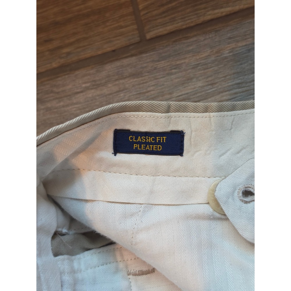Polo Ralph Lauren Mens 32x27 Classic Fit Pleated Chino Pants Tan Khaki Cotton - Picture 4 of 7